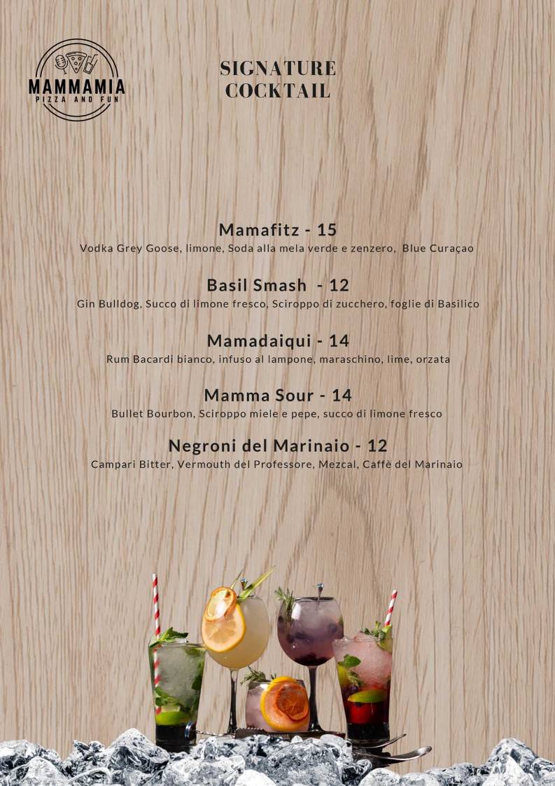 Menu di Mammamia Riccione 
