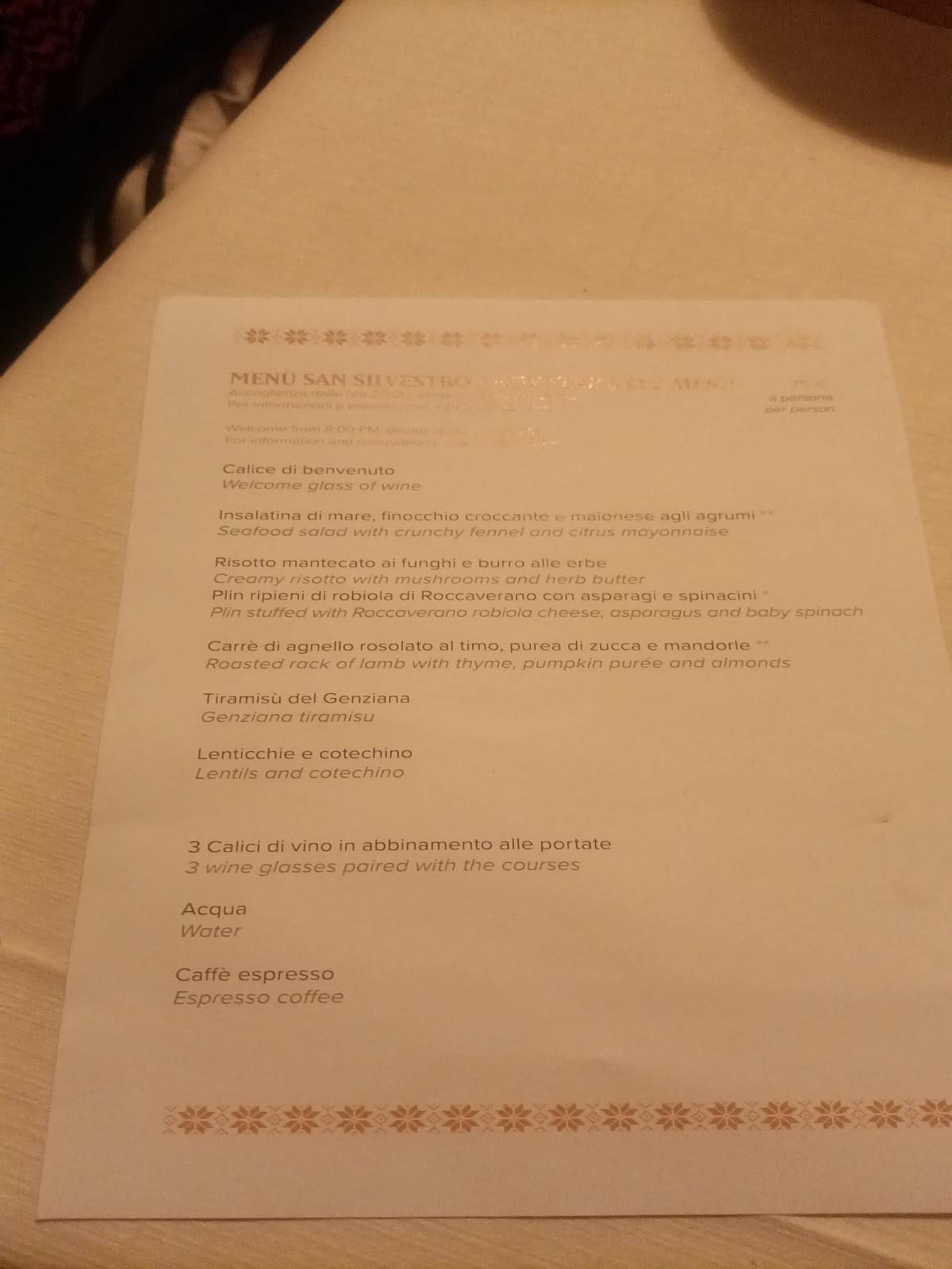 Menu di Rifugio Genziana 