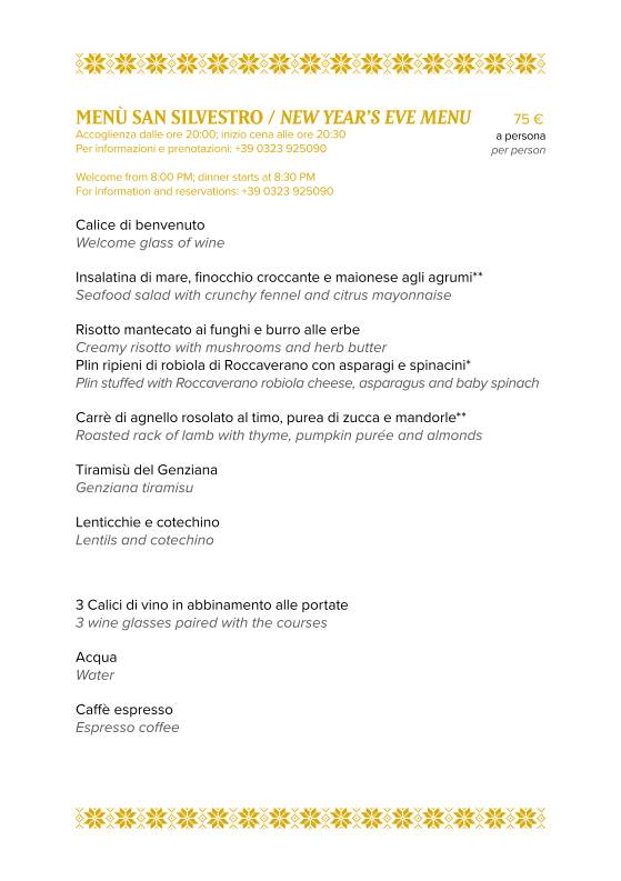 Menu di Rifugio Genziana 