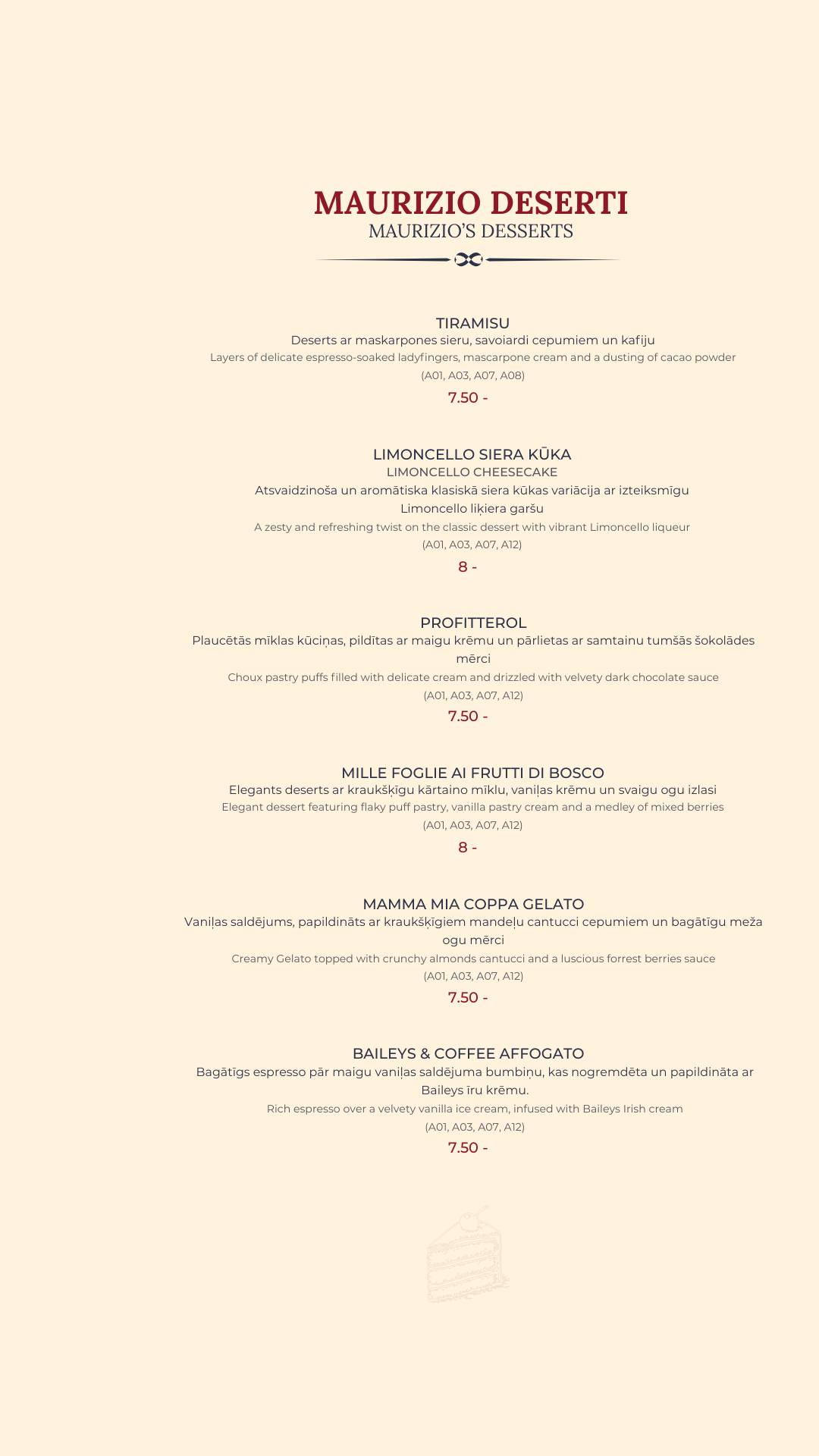 Menu de Mamma Mia Mediterranean Restaurant