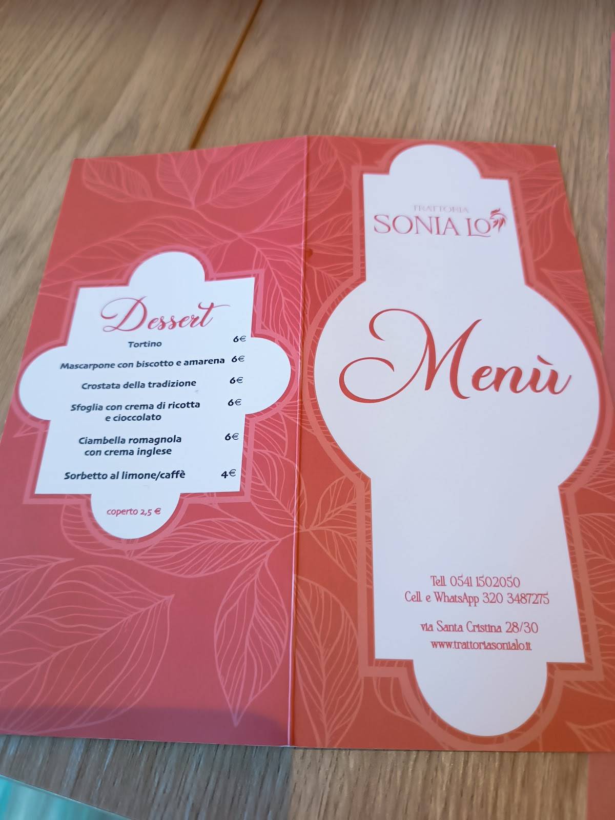 Menu di Trattoria Sonia Lo 