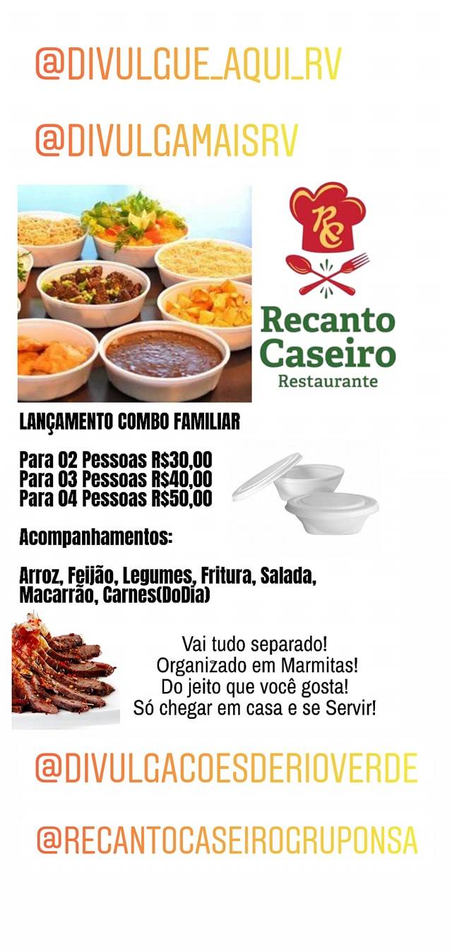 Restaurante Recanto Caseiro cardápio