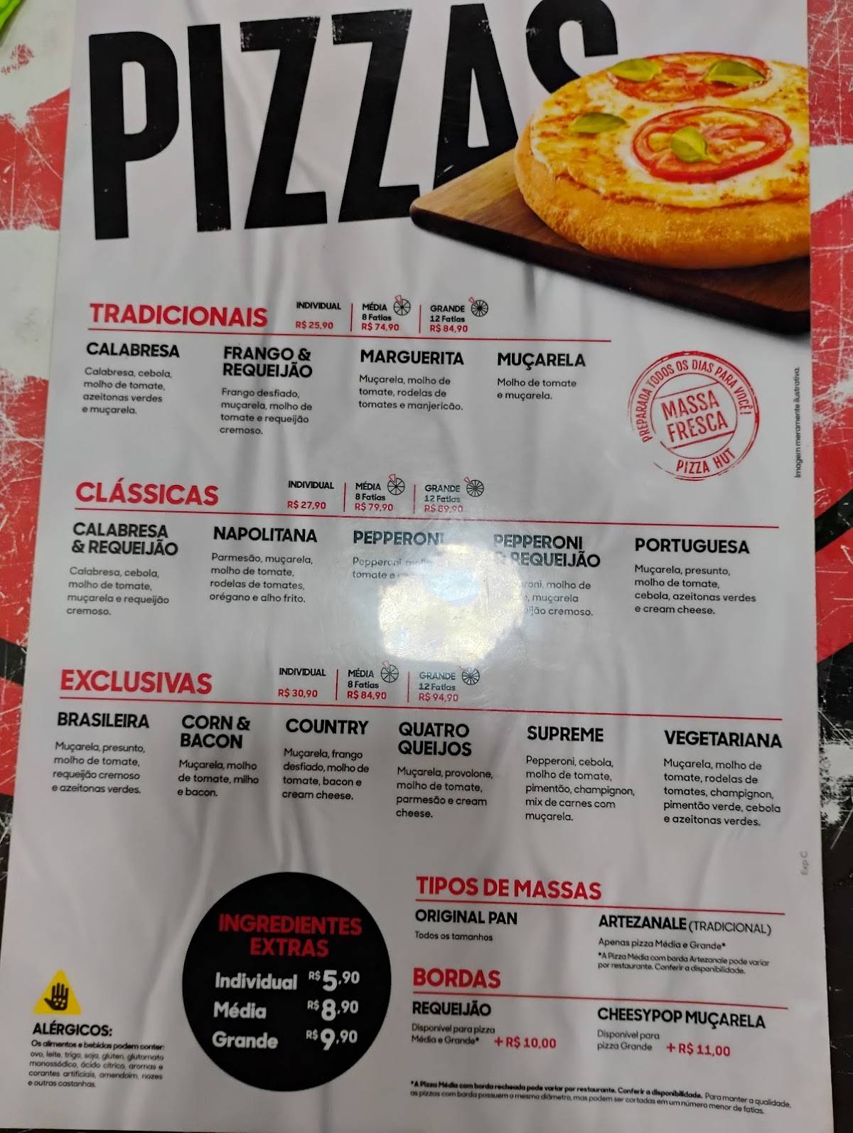 Pizza Hut cardápio