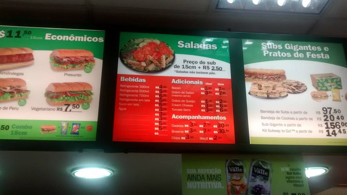 Subway cardápio