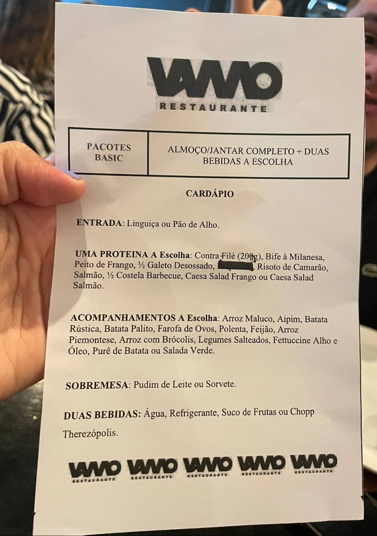 VAMO Restaurante cardápio