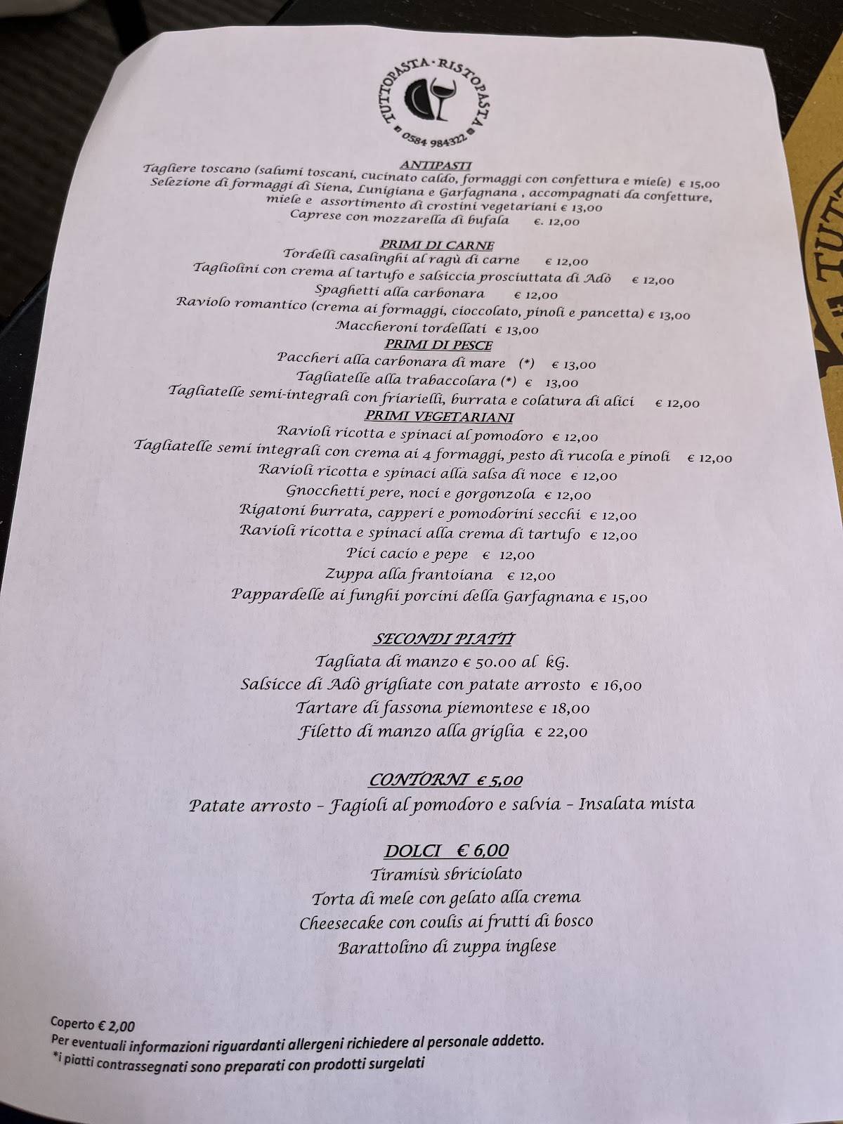 Menu di RistoPasta - Tutto Pasta