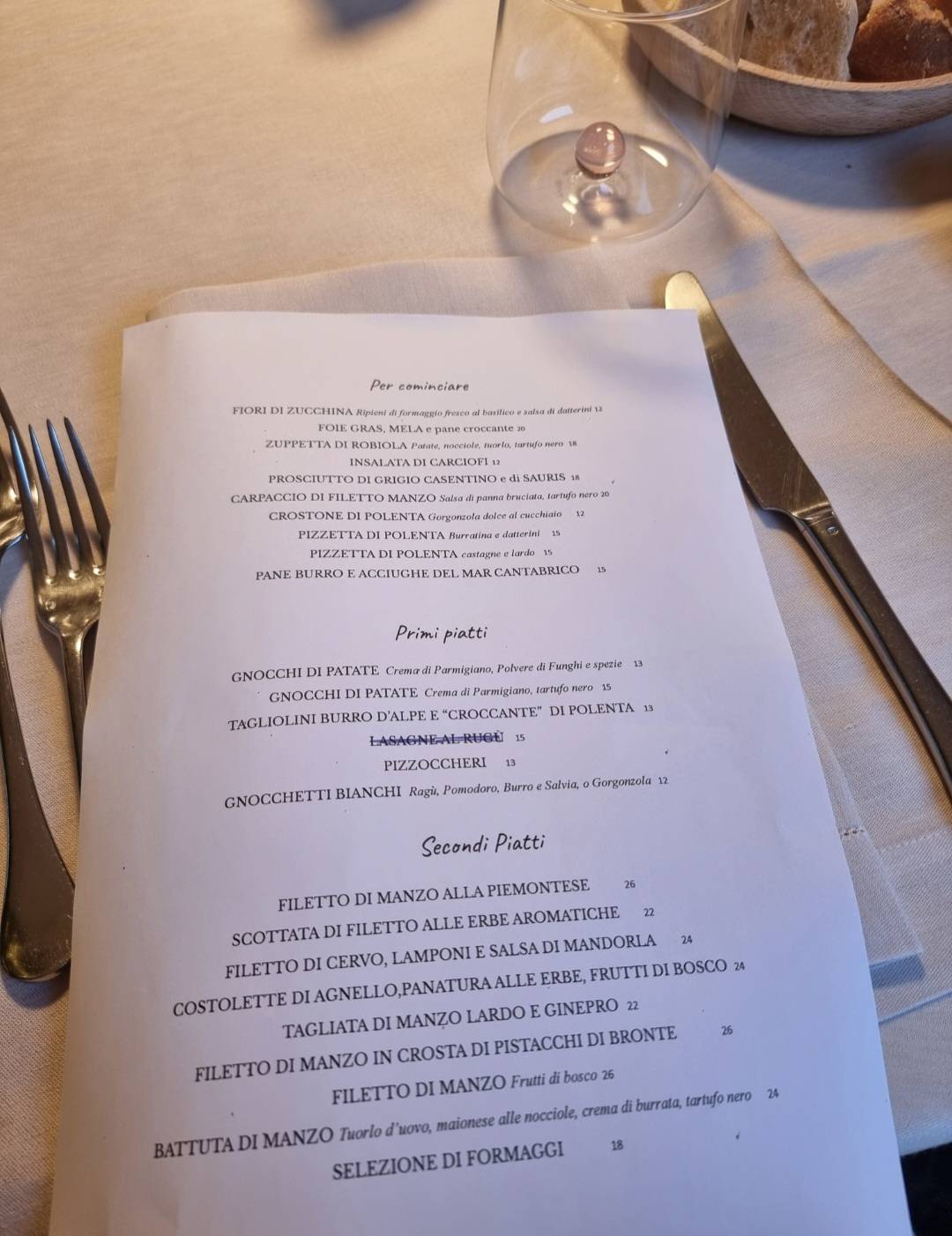 Menu di Ristorante Albergo Sci D'Oro 