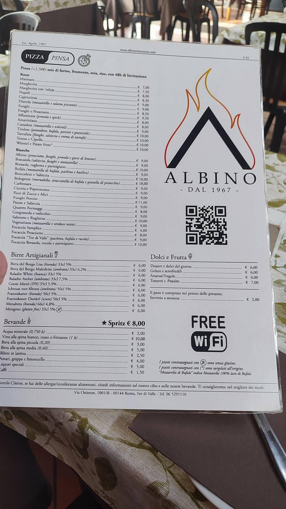 Menu di Ristorante Albino 
