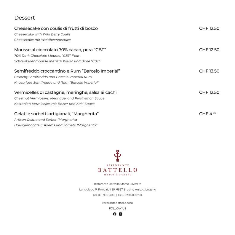 Menu di Ristorante Battello di Marco Silvestro 