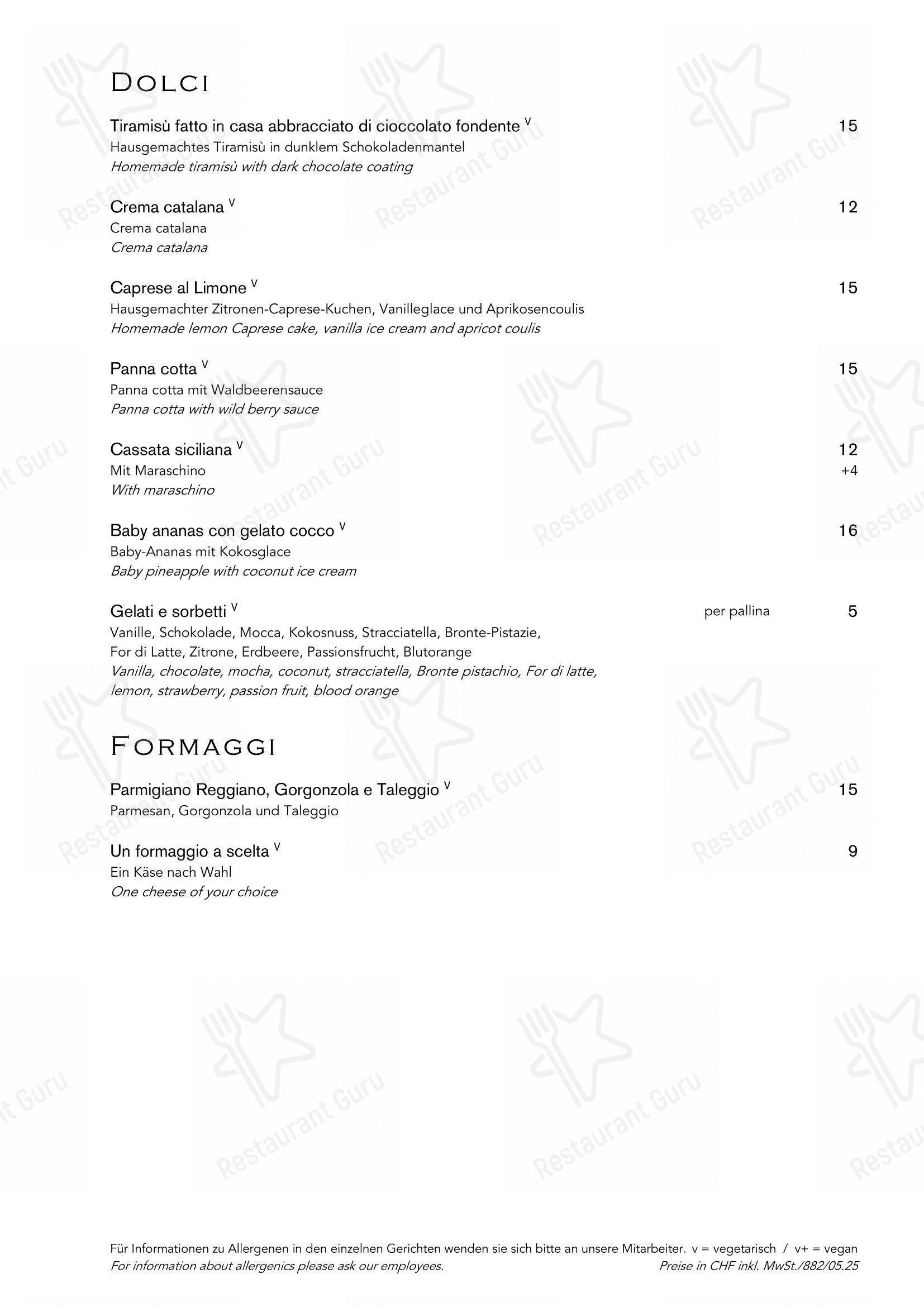 Ristorante Bianchi in Zurigo - Menu bar