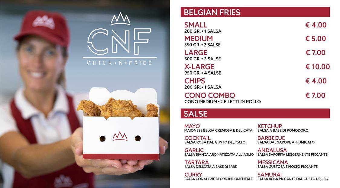 Menu di CNF restaurant: Chick • N • Fries - Urbino 