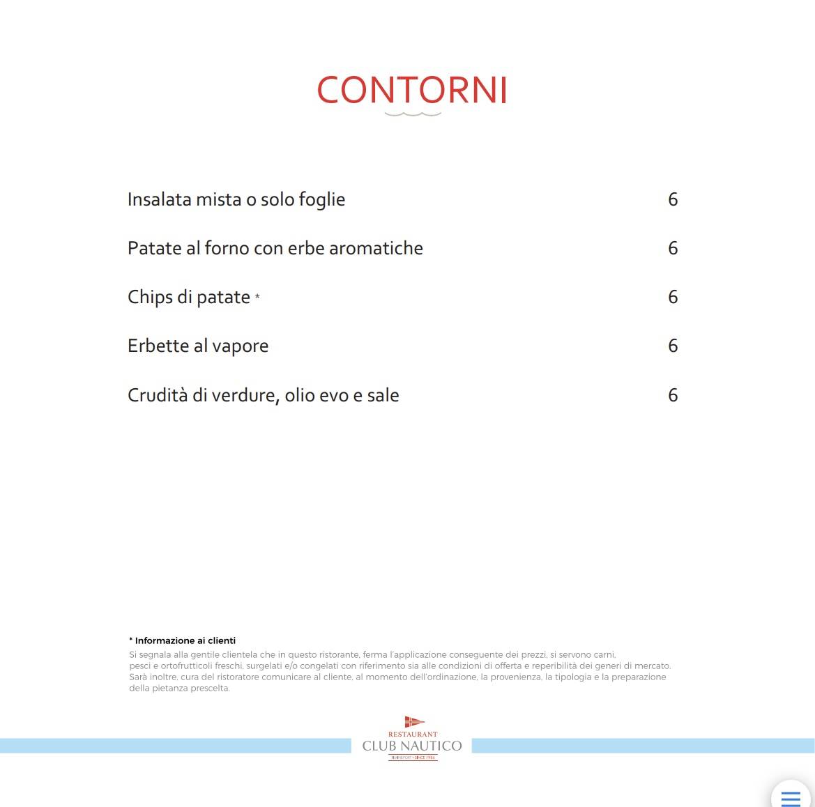 Menu di Ristorante Club Nautico Rimini 