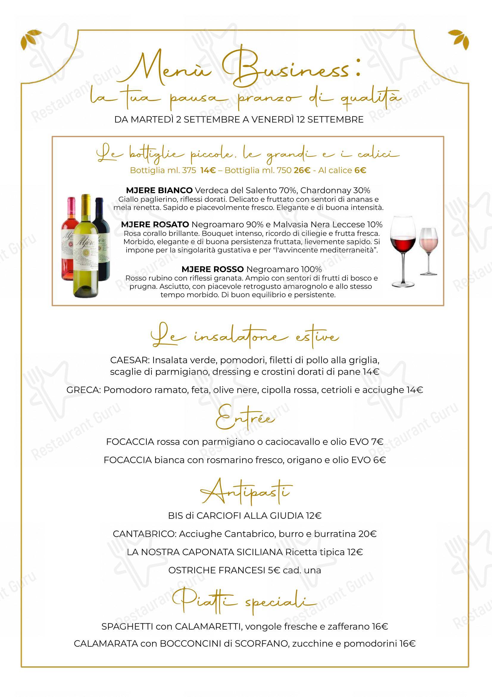 Menu di Ristorante Cortevecchia Arese - Menu bar