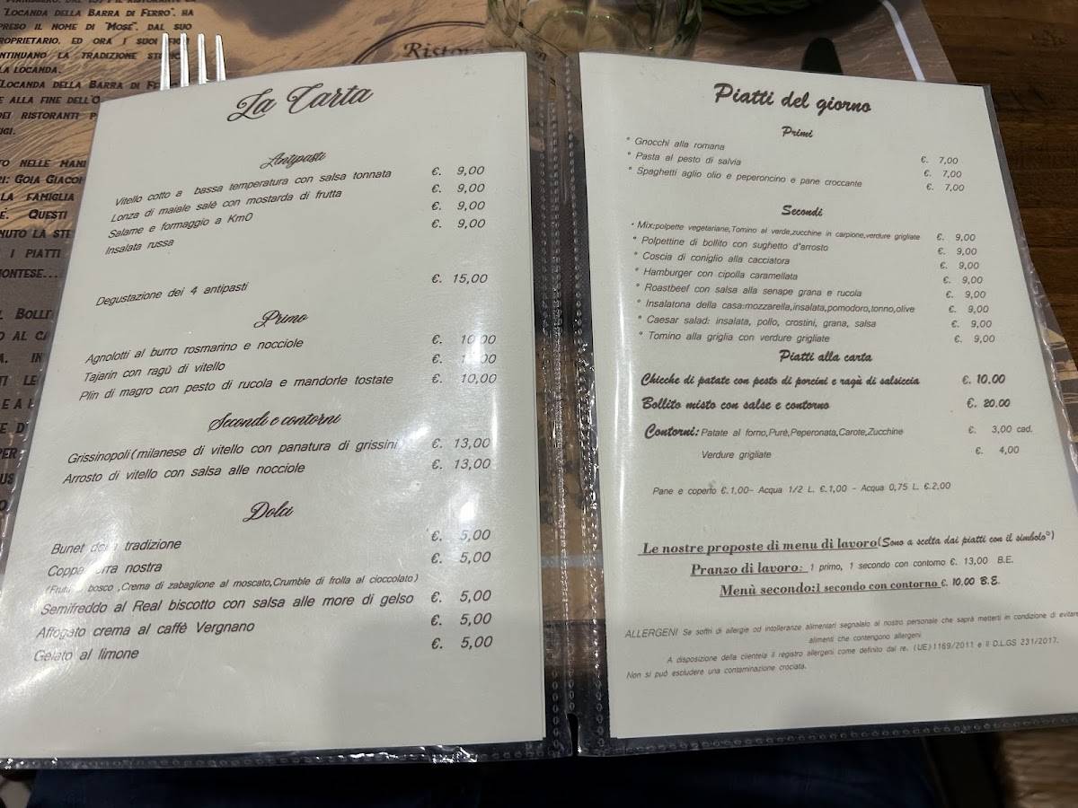 Menu di Ristorante Da Mosè 