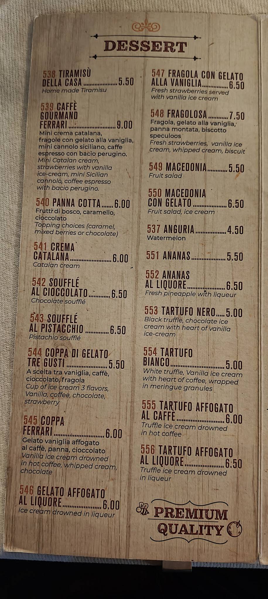 Menu di Ristorante Ferrari Perugia 