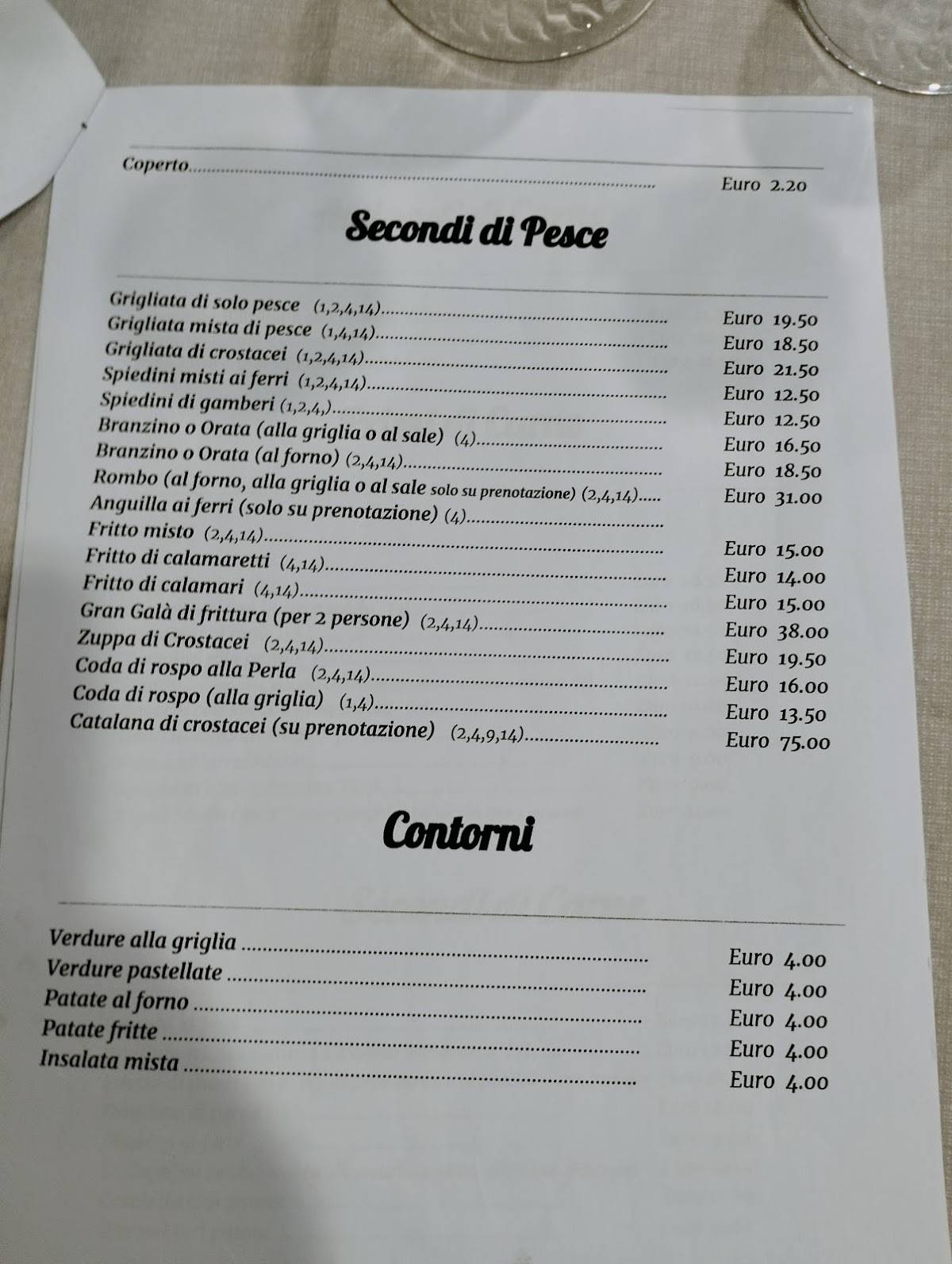 Menu di Ristorante Hotel La Perla 