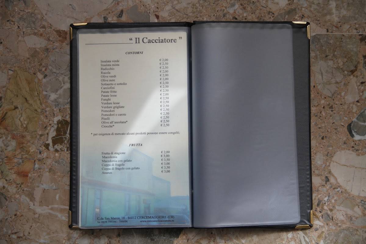 Menu di Ristorante Il Cacciatore 