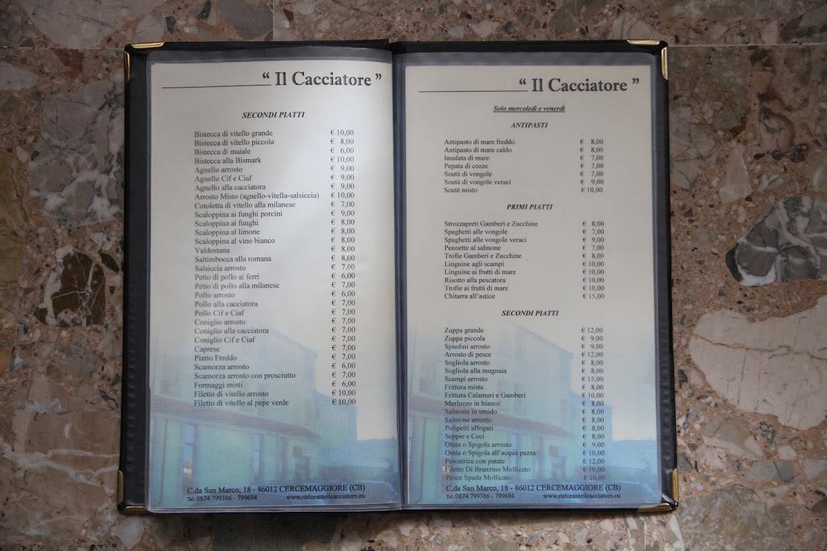 Menu di Ristorante Il Cacciatore 