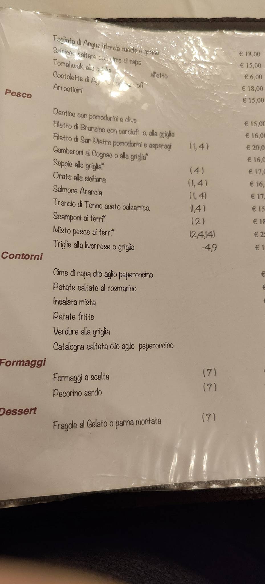 Menu di Ristorante Il Camino 