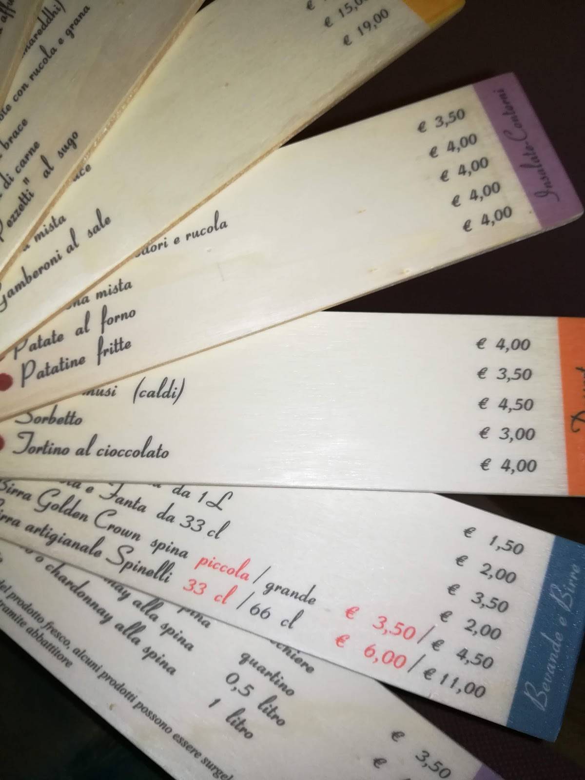 Menu di Ristorante L' ACCHIATURA 