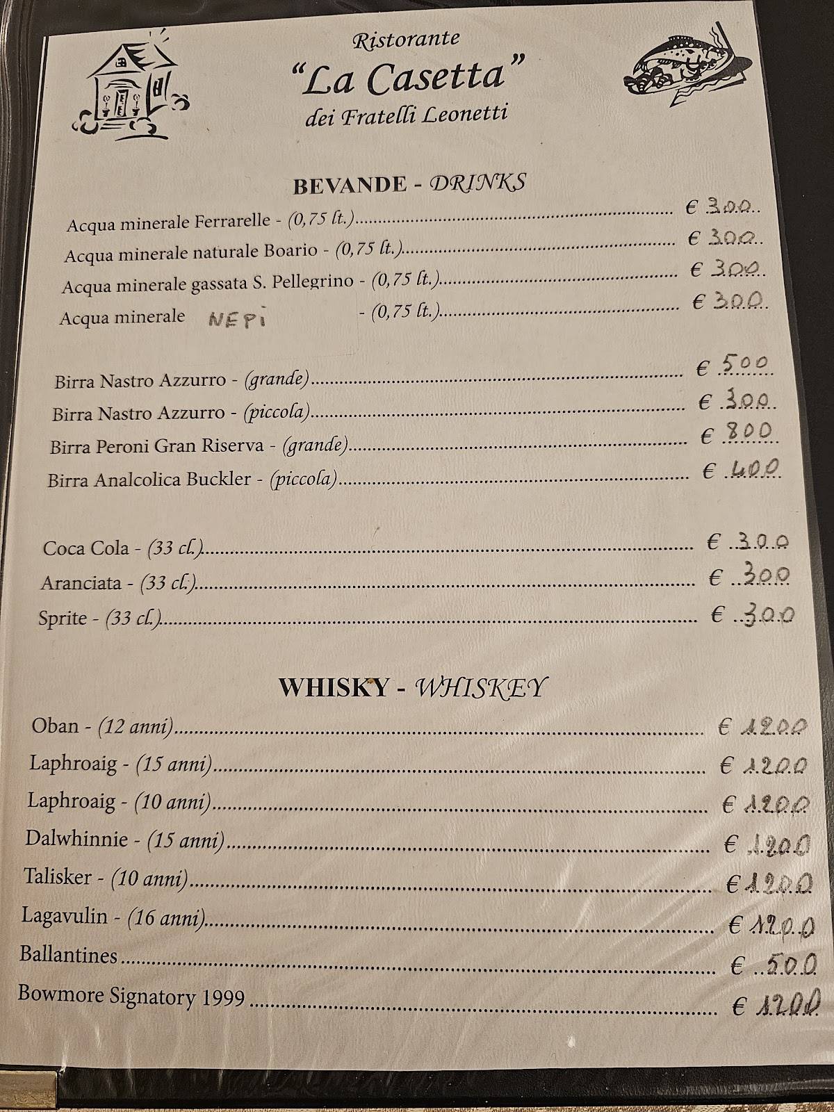 Menu di Ristorante La Casetta 