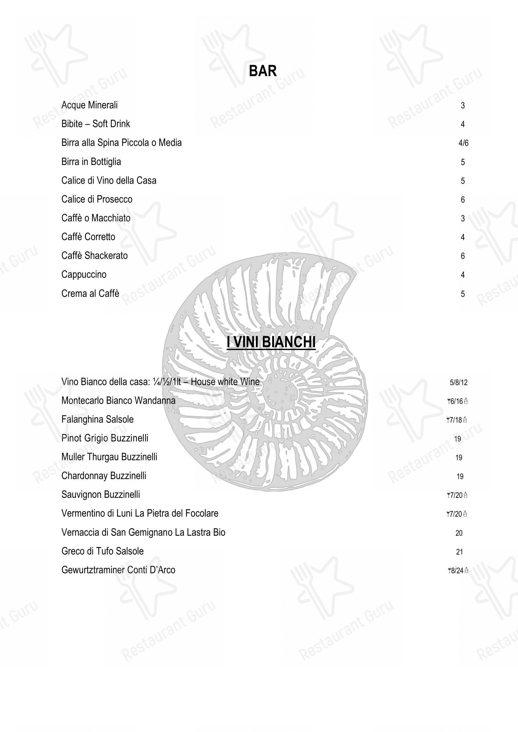 Ristorante La Conchiglia in Lido di Camaiore - Menu bar