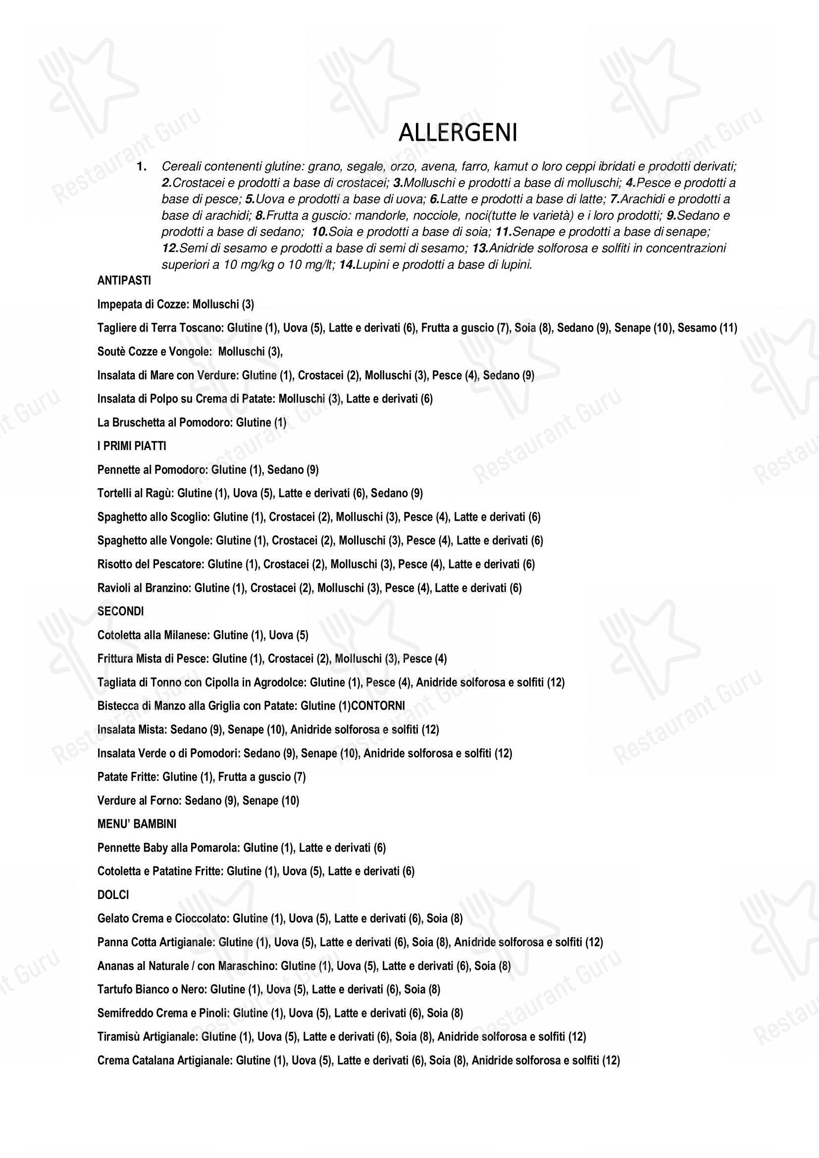 Menu di Ristorante La Conchiglia - 菜单