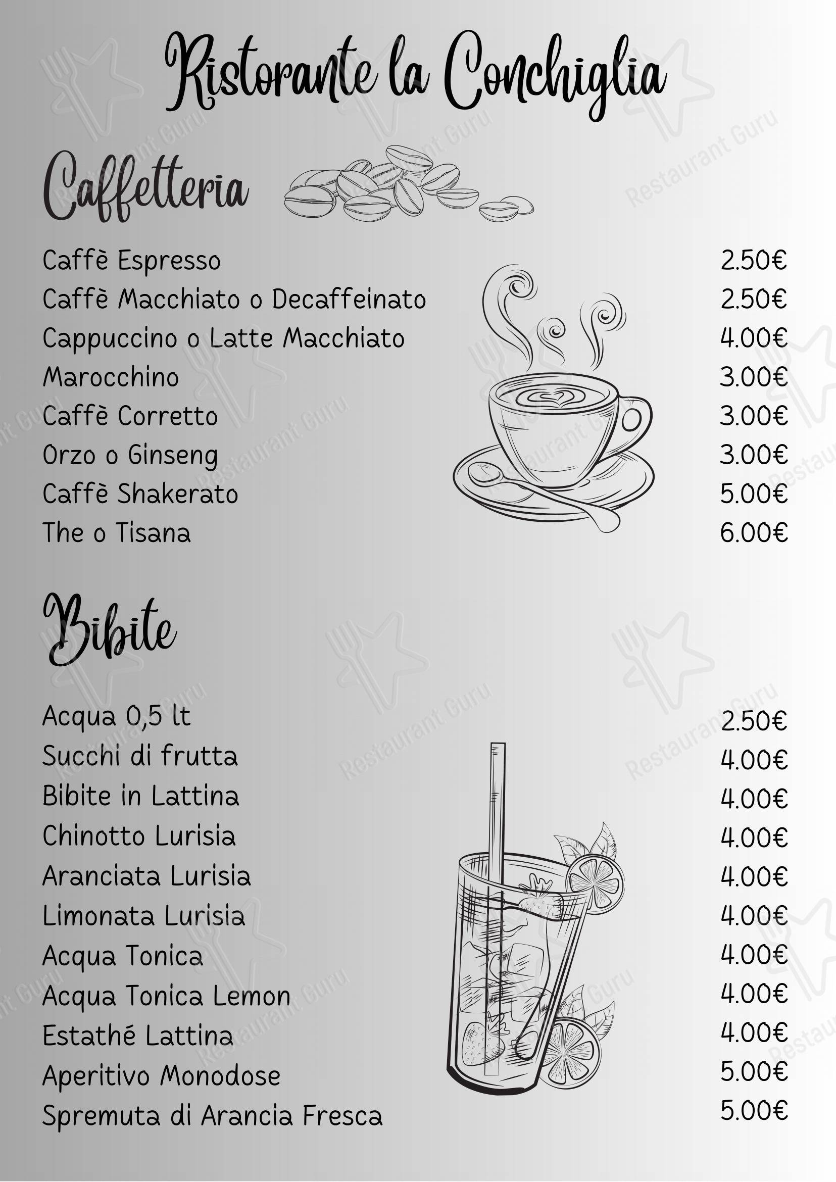 Ristorante La Conchiglia in Lido di Camaiore - Menu