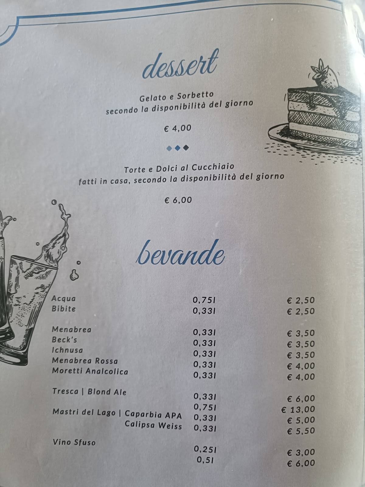 Menu di Ristorante La Genzianella 