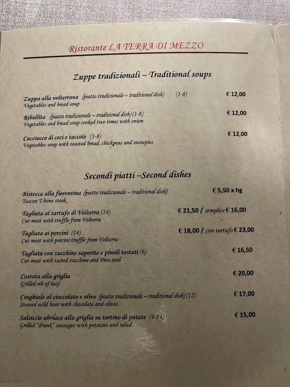 Menu di Enoelaioteca da Pina - la taverna della terra di mezzo 