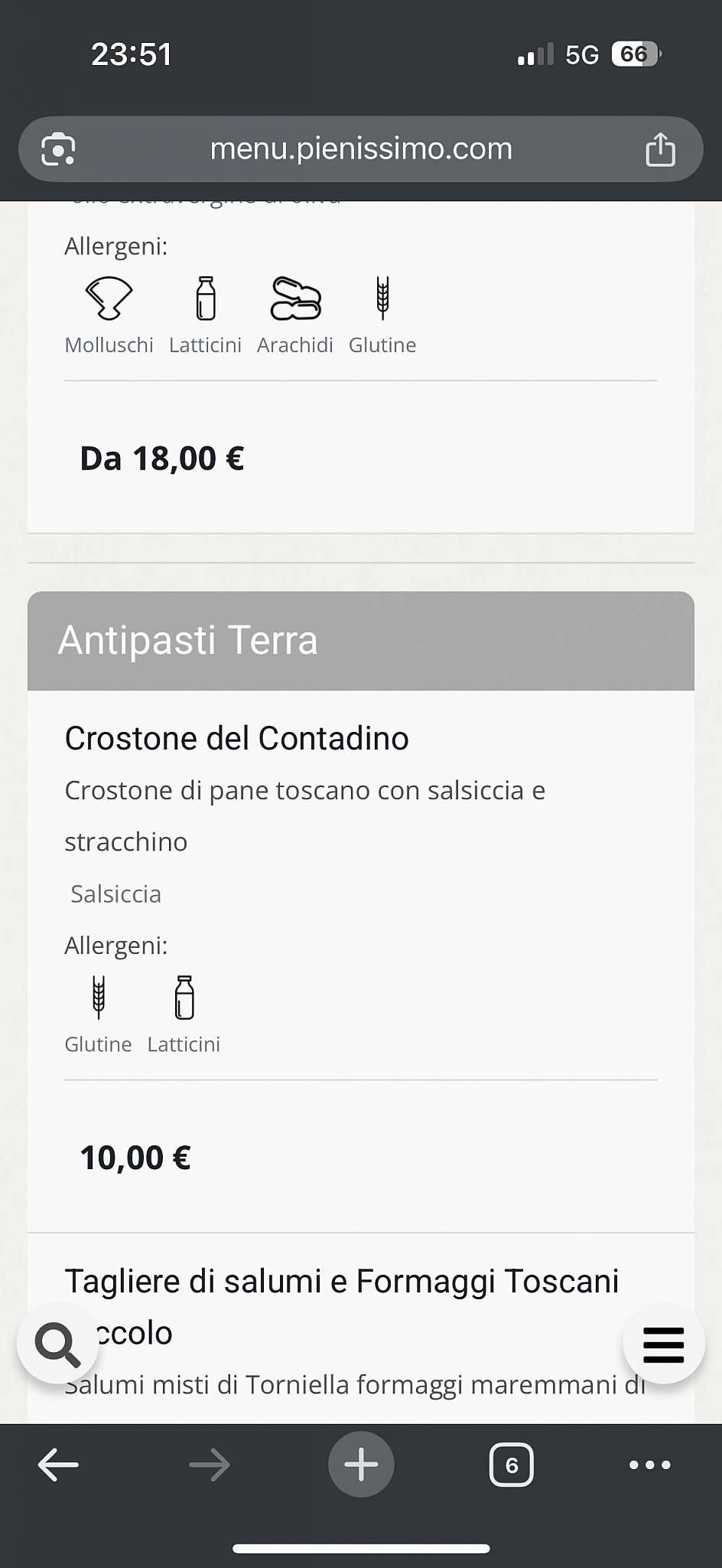 Menu di Ristorante Lo Scarrozzo 