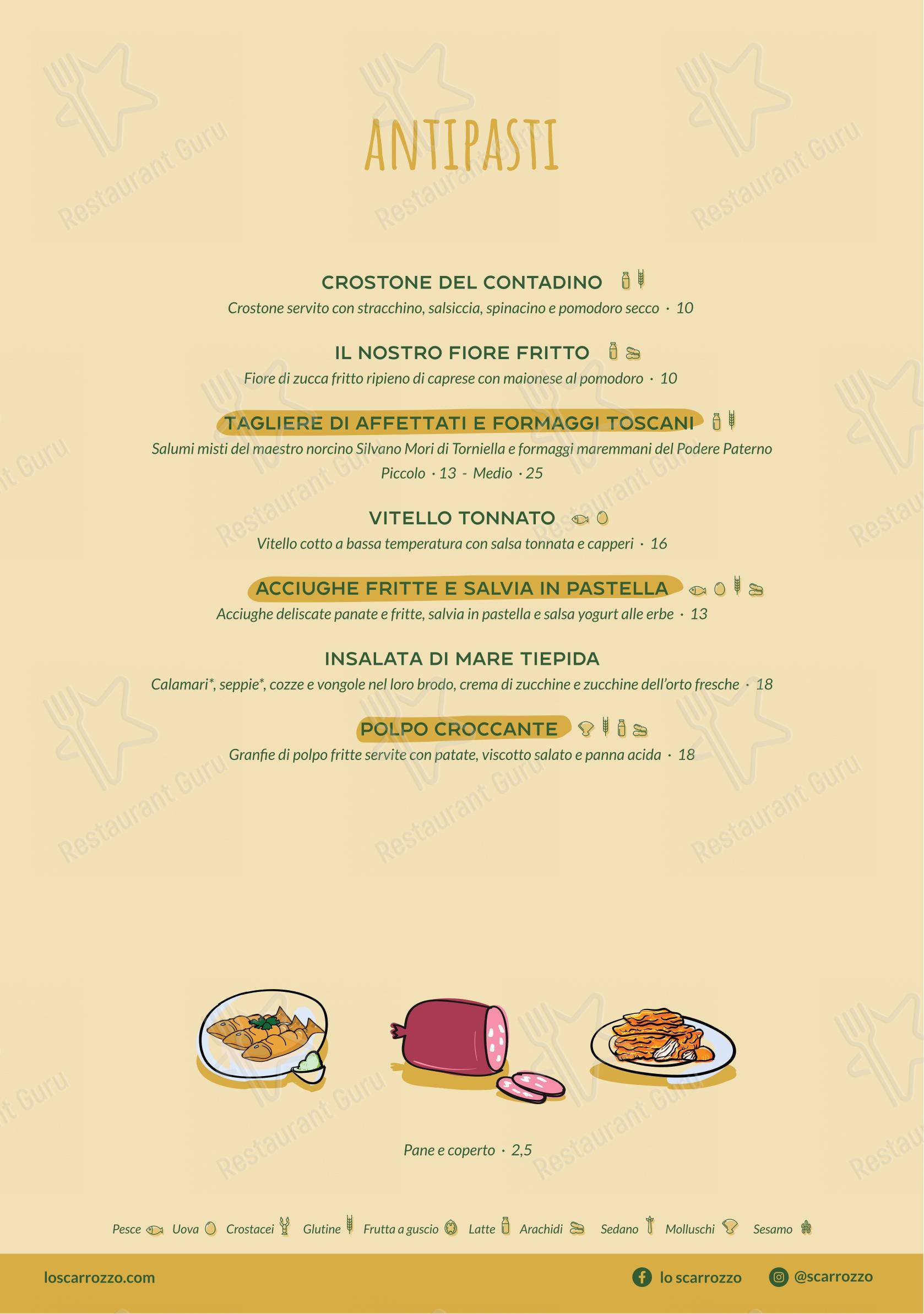 Menu bar per Ristorante Lo Scarrozzo in Follonica