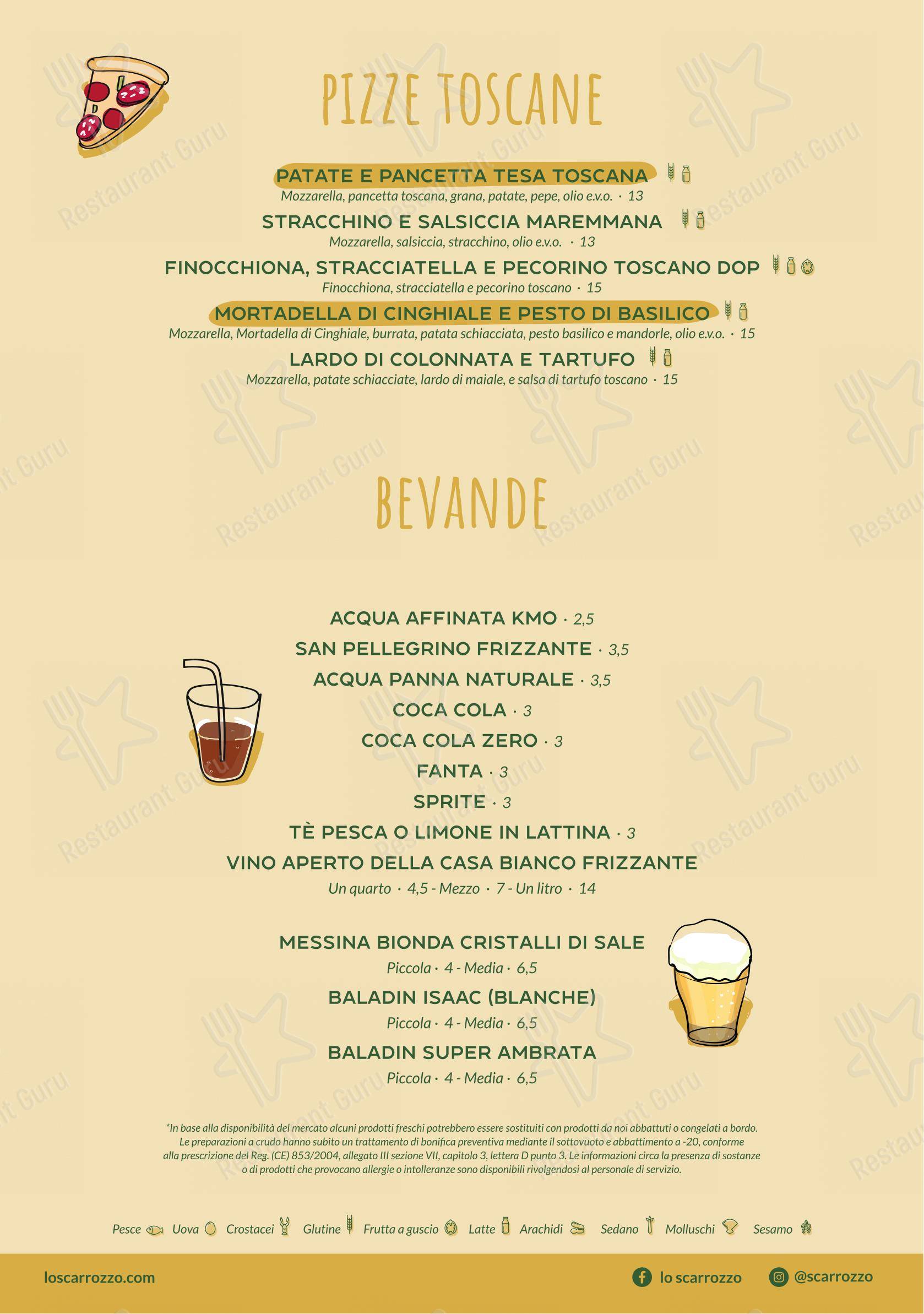 Menu di Ristorante Lo Scarrozzo - 菜单