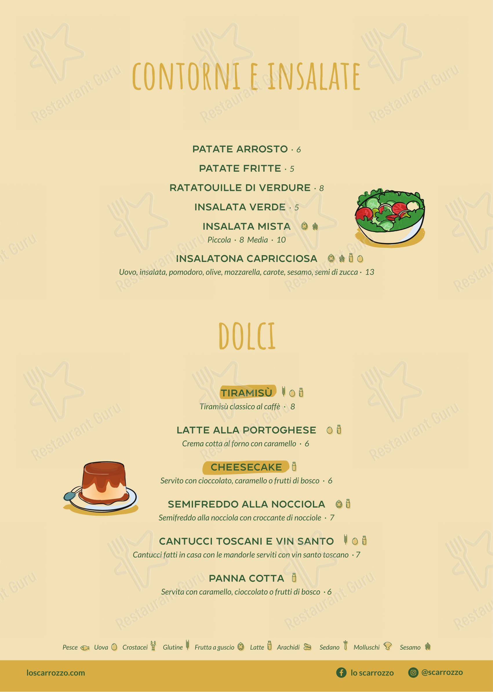 Menu per Ristorante Lo Scarrozzo pizzeria