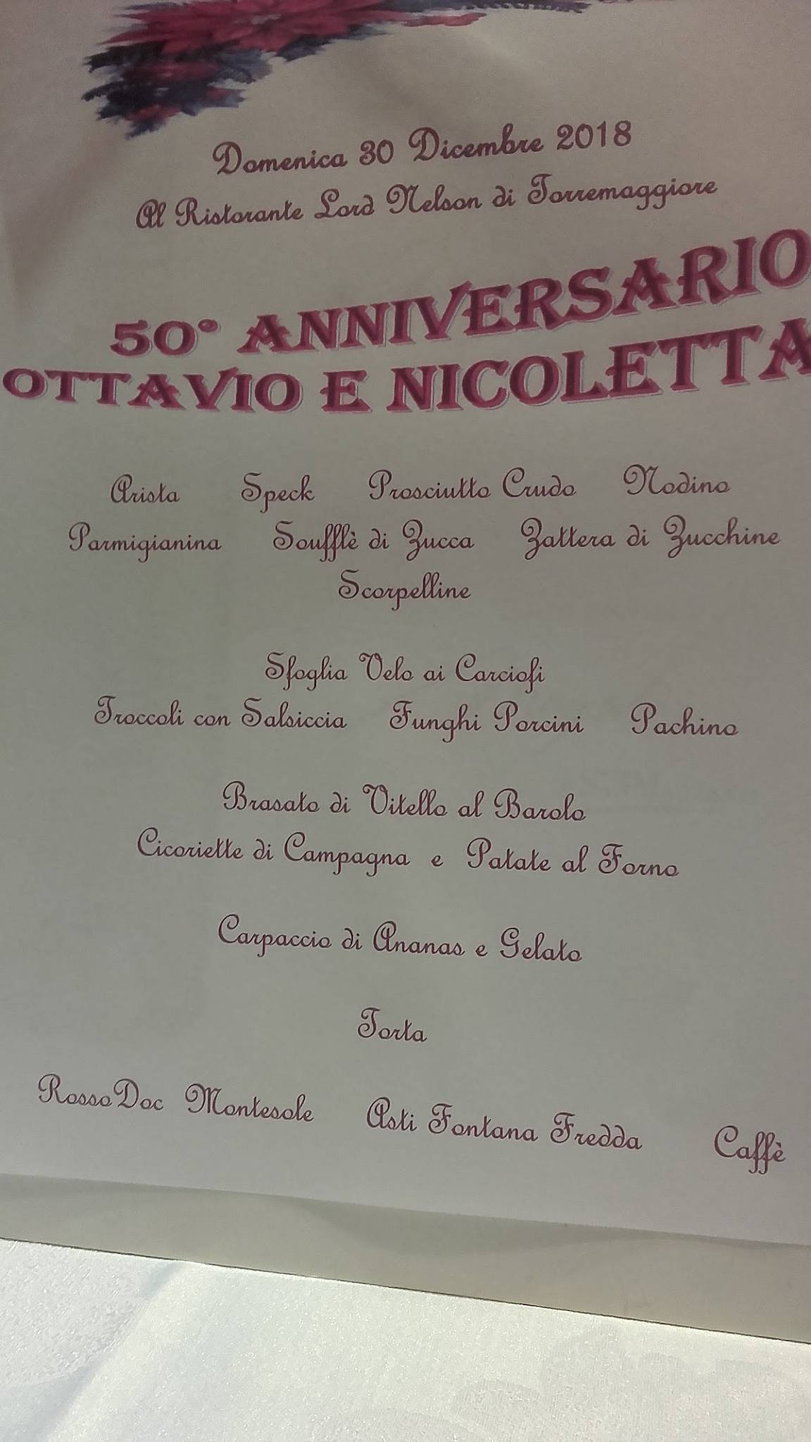 Menu di Ristorante Lord Nelson 