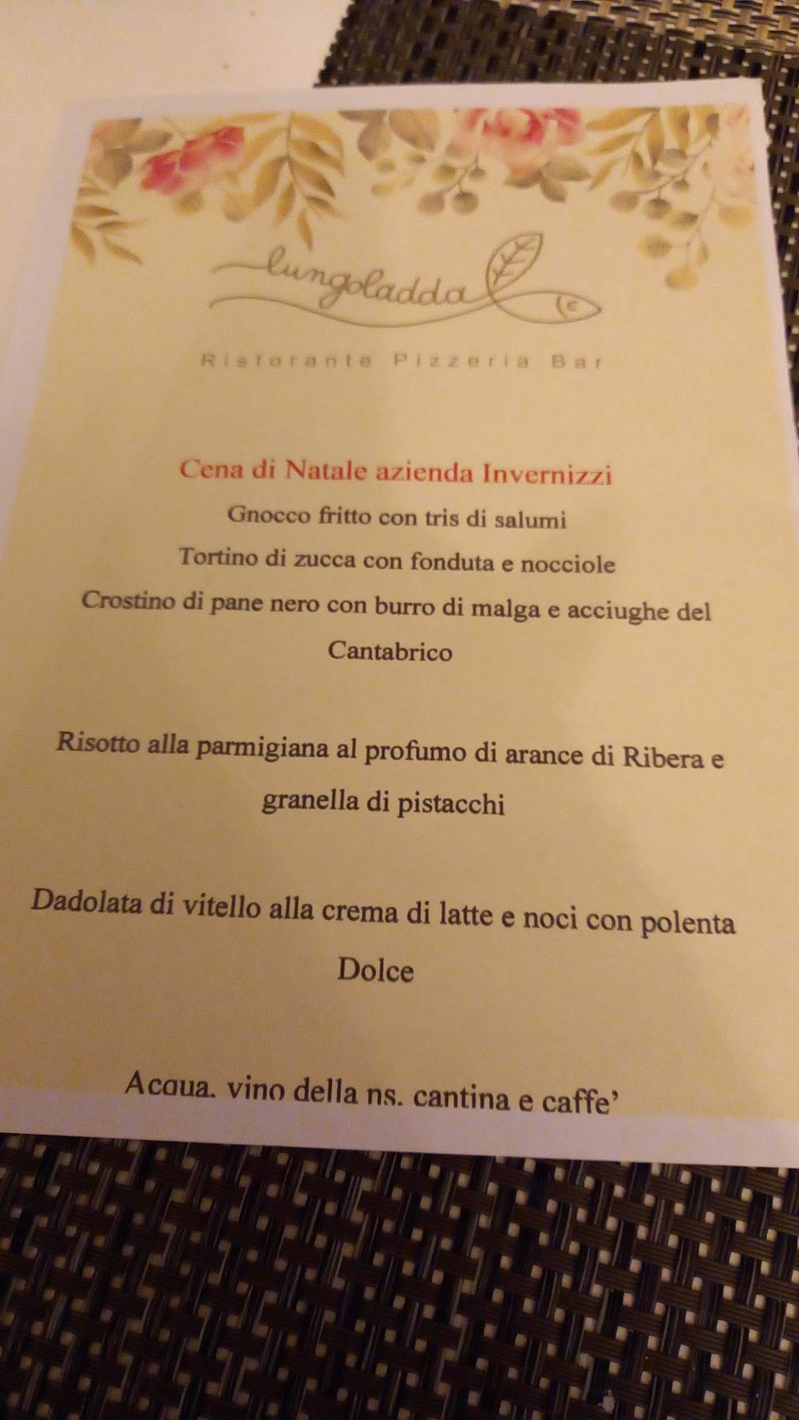 Menu di Lungoladda ristorante pizzeria bar 