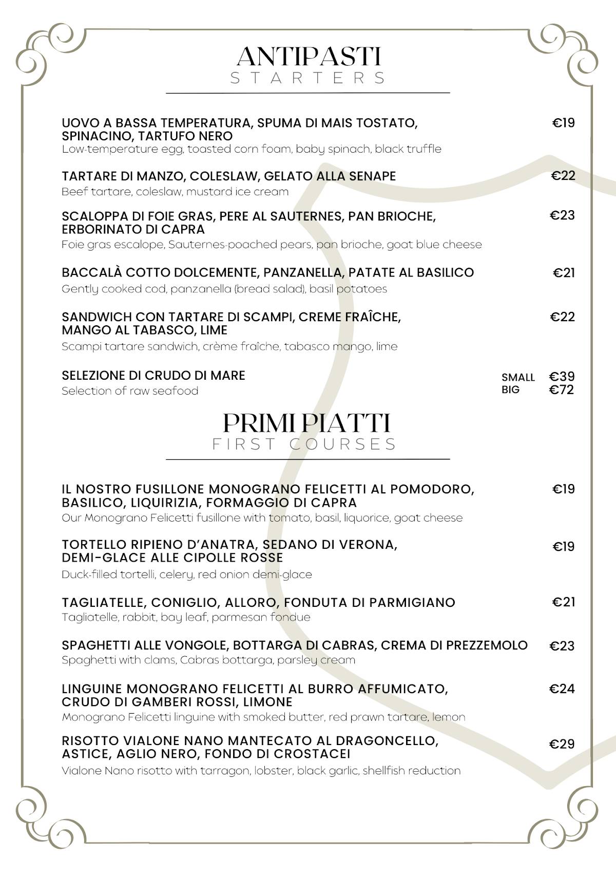 Menu di Ristorante Maffei 