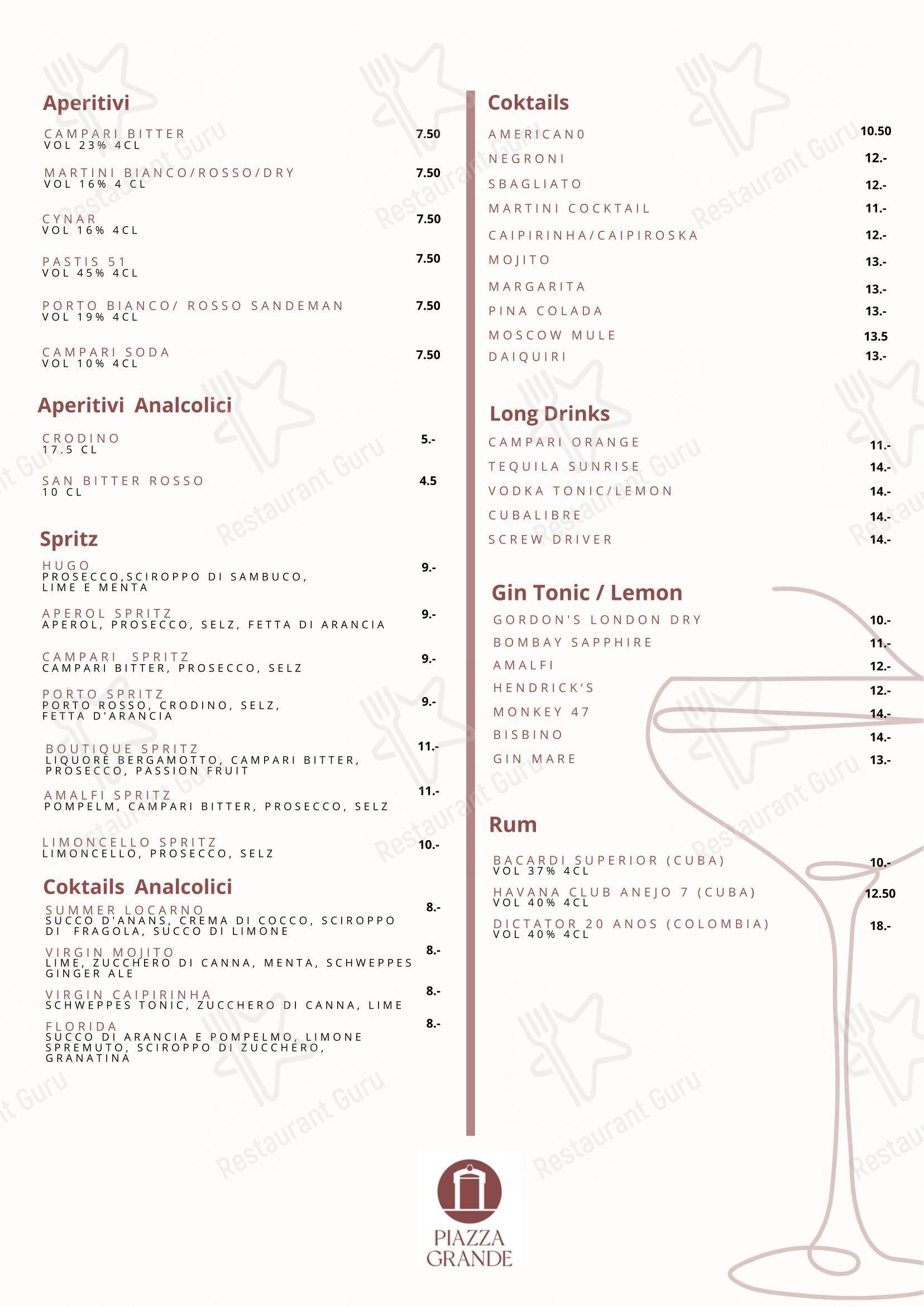 Menu di Ristorante Piazza Grande - Menu