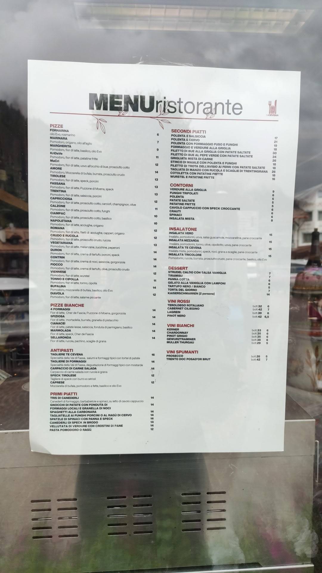 Menu di Te Cevena 