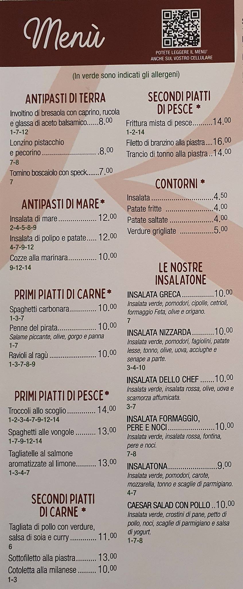 Menu di Da Romano 