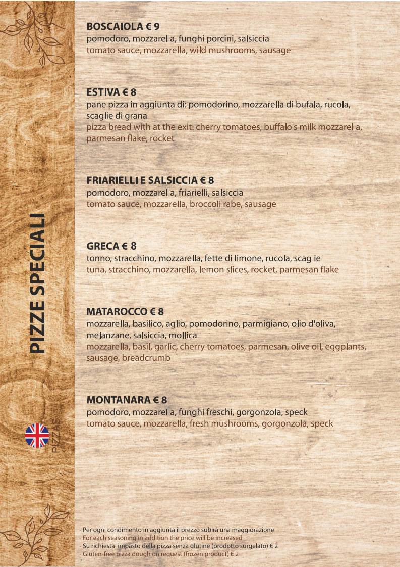 Menu di Ristorante Pizzeria Famiglia De Vita di Michele De Vita 