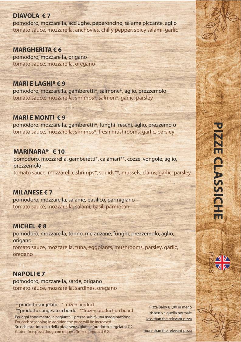 Menu di Ristorante Pizzeria Famiglia De Vita di Michele De Vita 