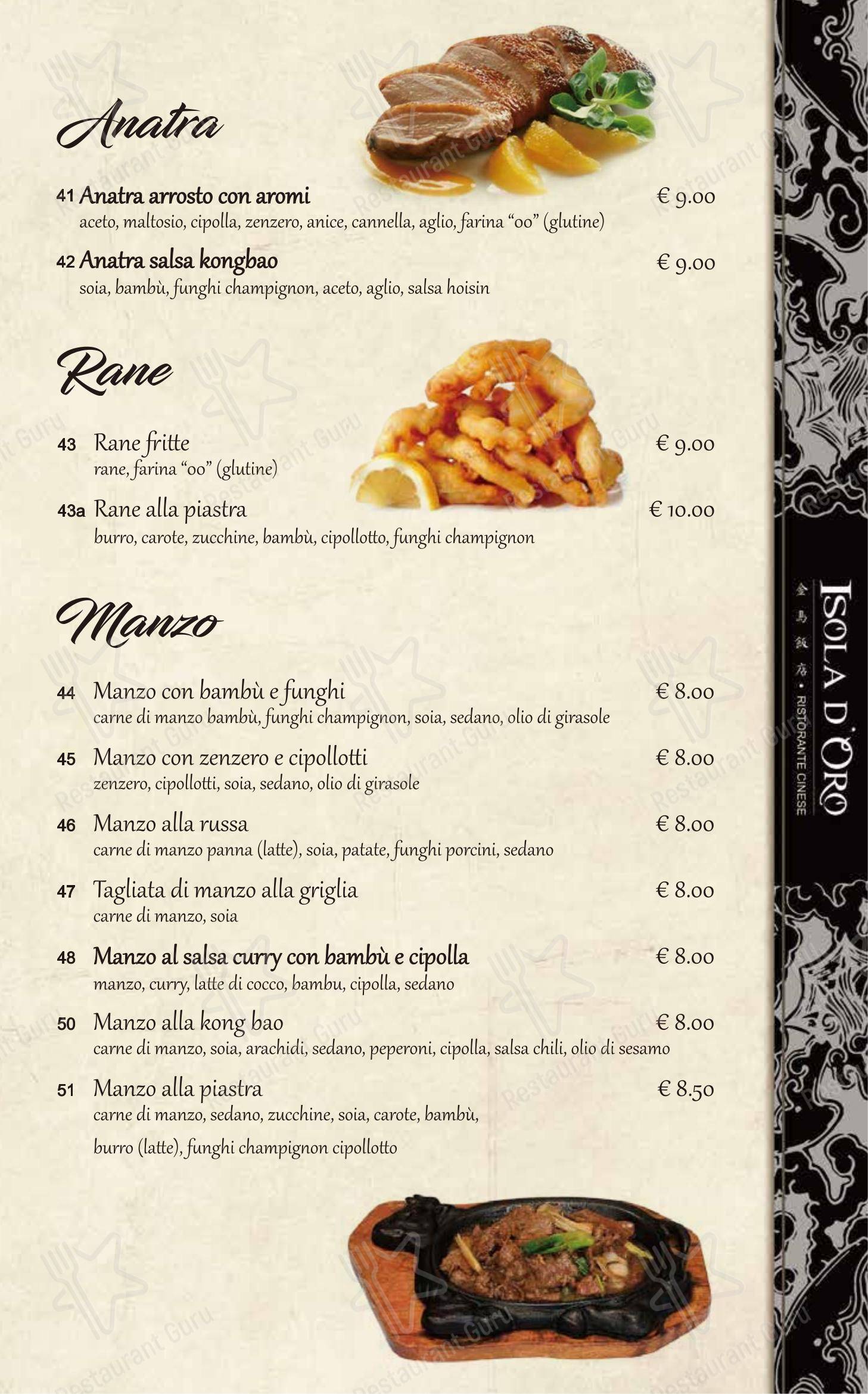 Ristorante Pizzeria Isola D'Oro in Lecco - Menu