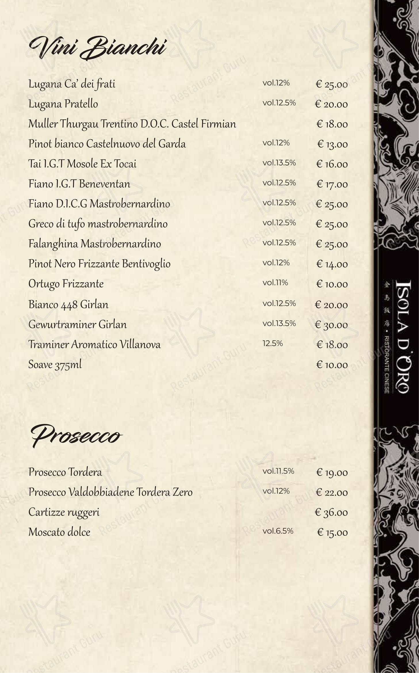 Ristorante Pizzeria Isola D'Oro in Lecco - Menu