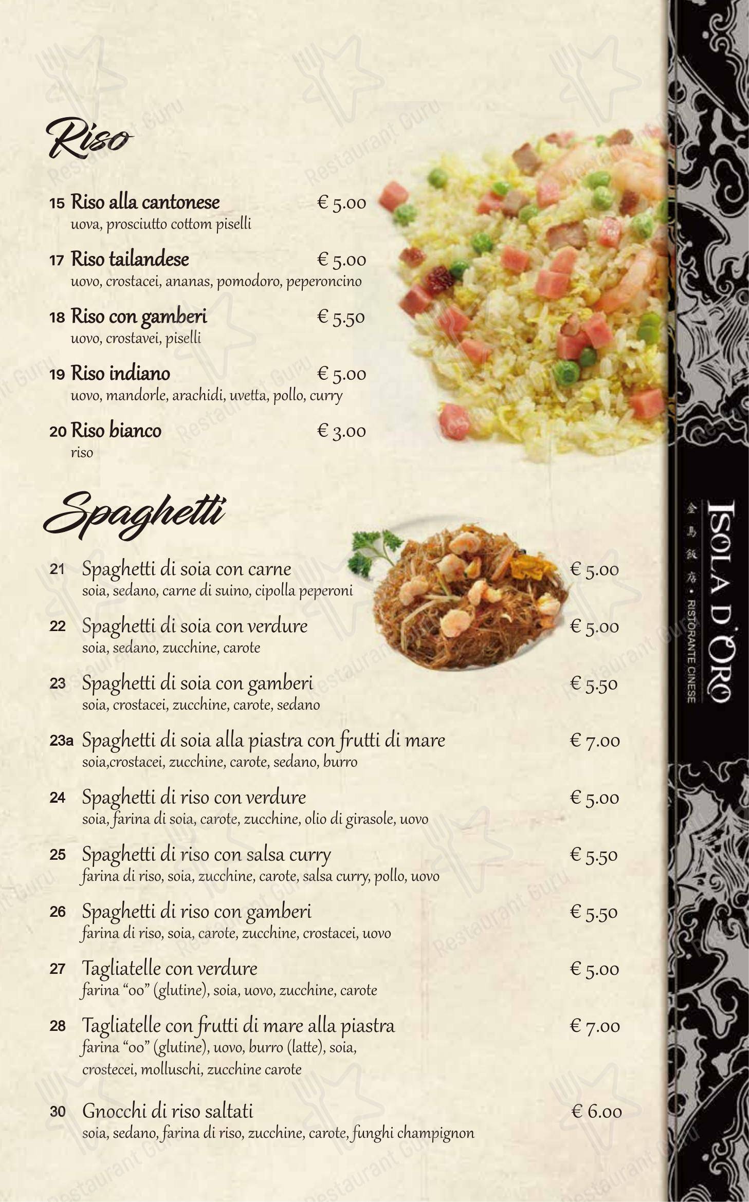 Menu di Ristorante Pizzeria Isola D'Oro - Menu