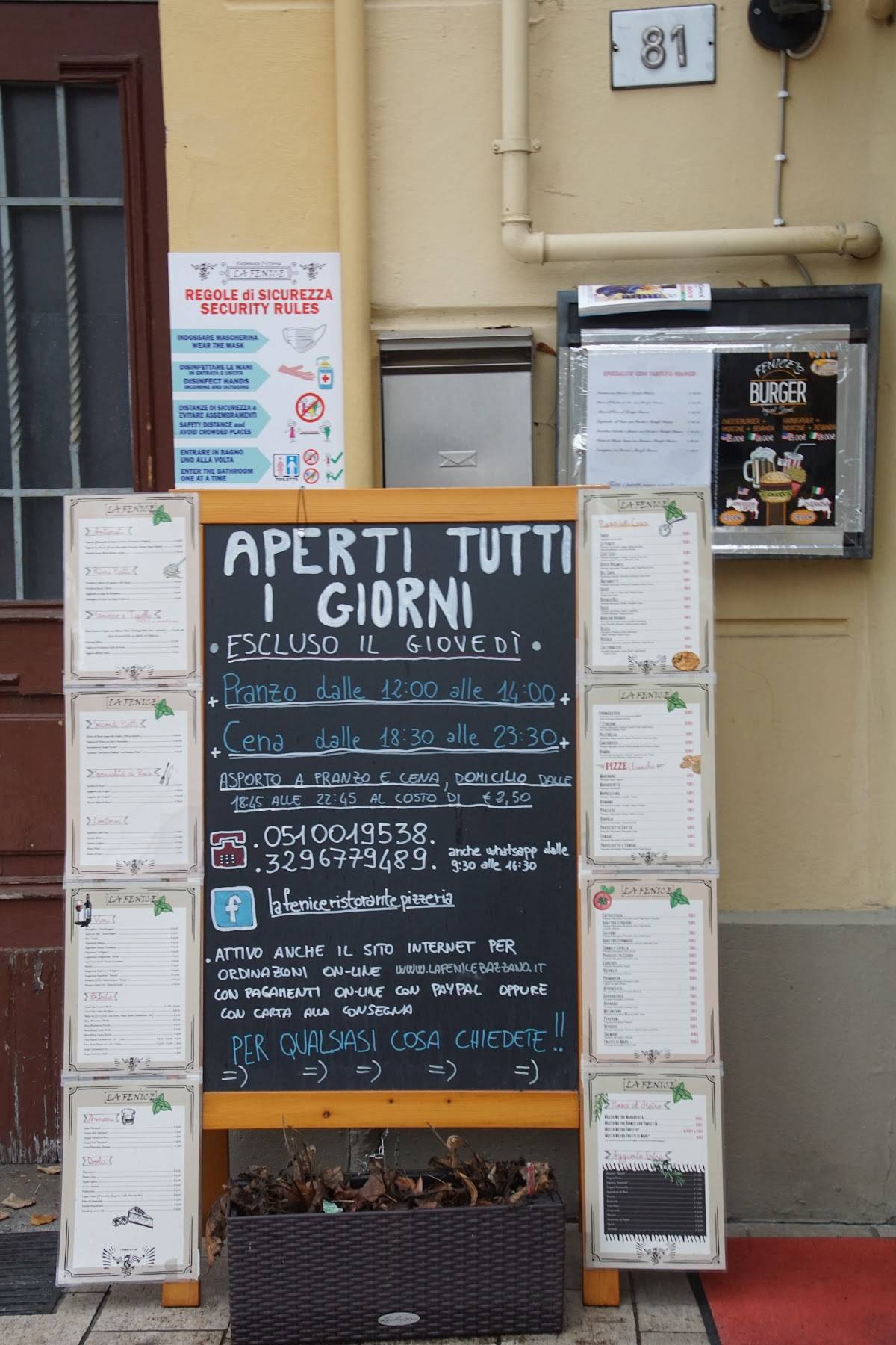 Menu di Ristorante Pizzeria La Fenice 