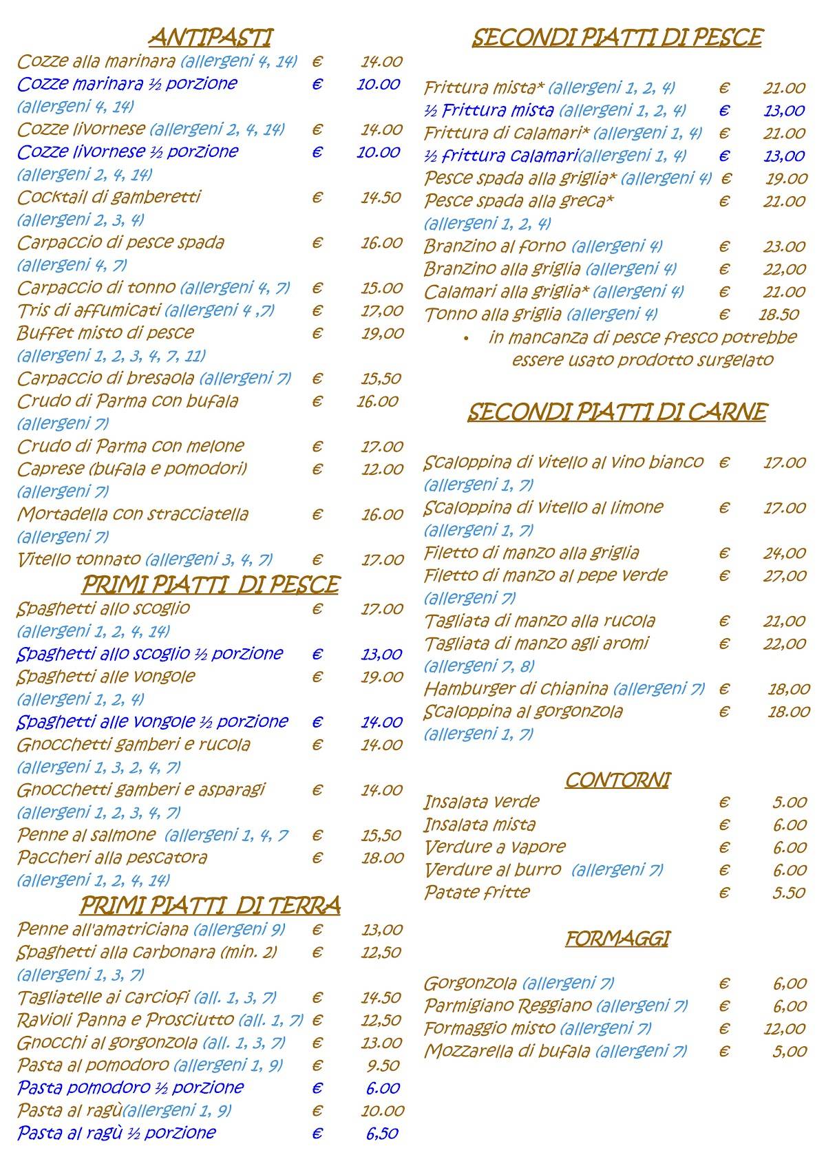 Menu di Ristorante Pizzeria La Rustica 