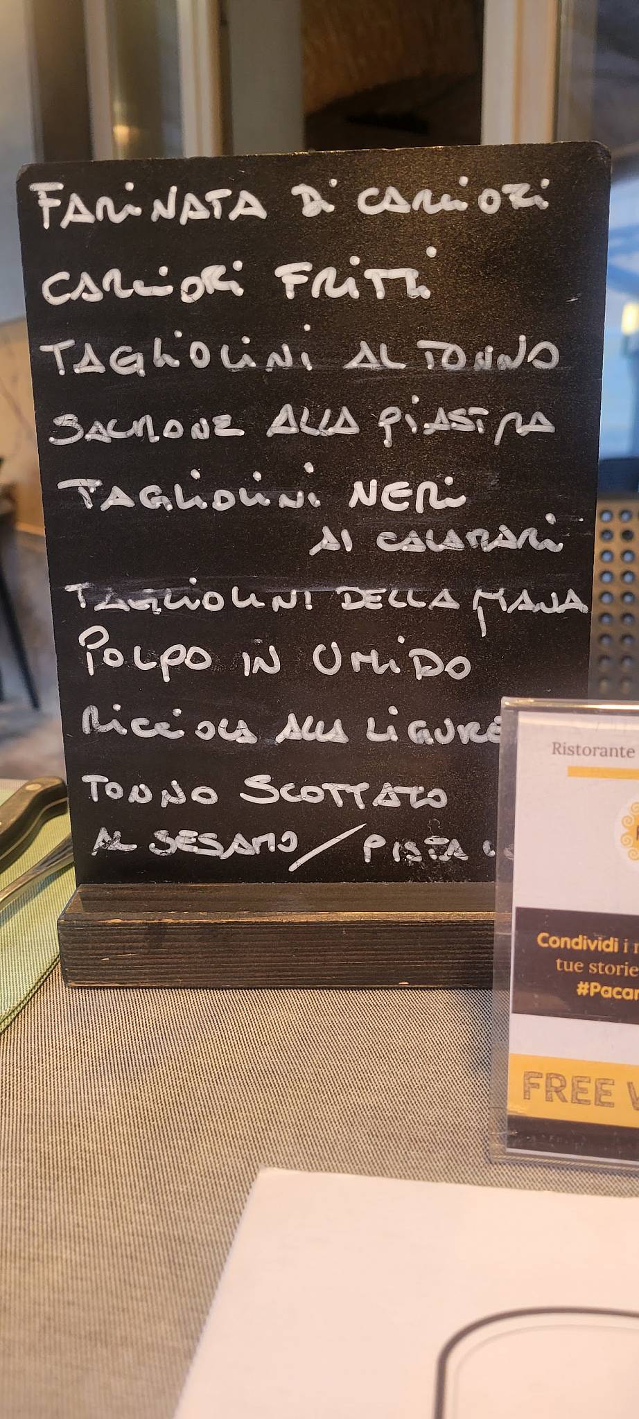 Menu di Pizzeria Ristorante Pacan 