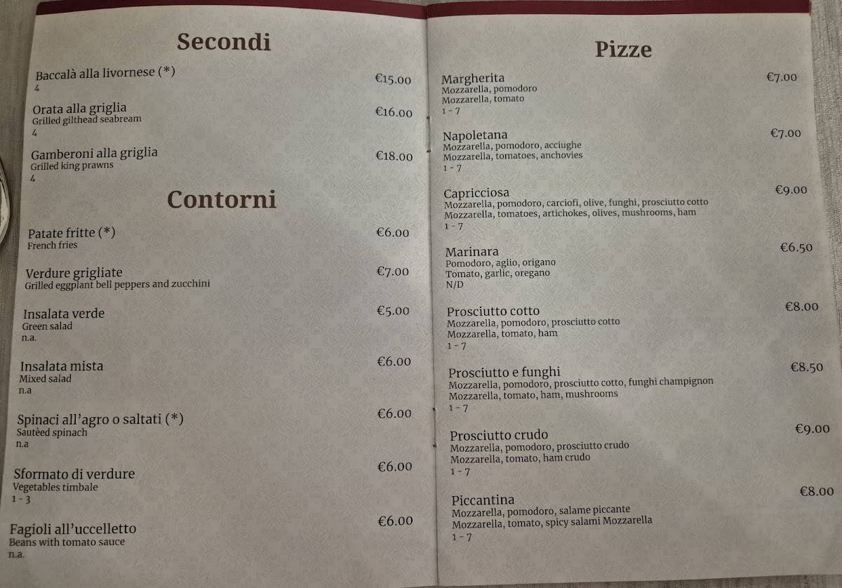 Menu di Ristorante Pizzeria Tre Stelle 
