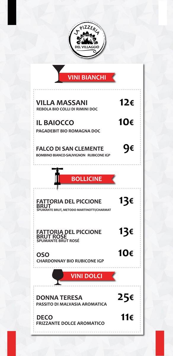 Menu di La Pizzeria del Villaggio 